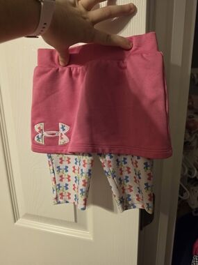 Under Armour Girls' Pink Skort with Logo-Print Leggings